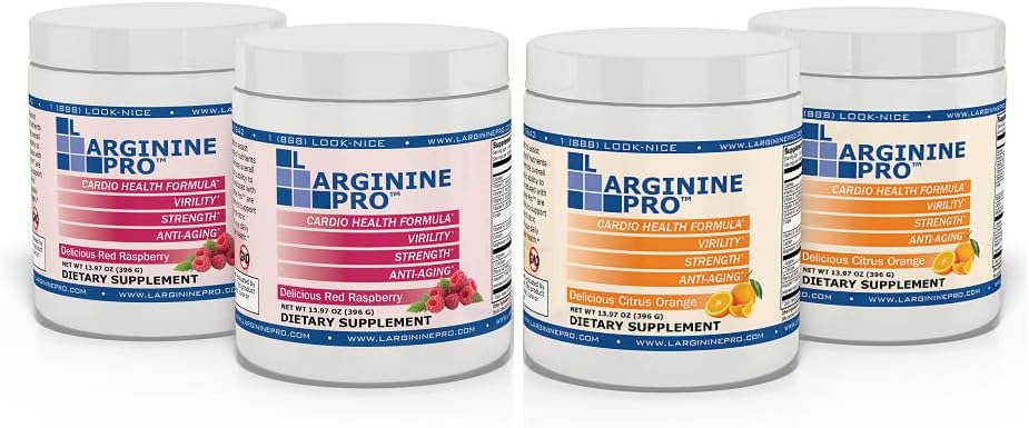 L-ARGININE PRO Ø 5.500mg L-Arginine Plus L-Citrulline 1.100mg Raspberry &amp; Orange Powder Drink Mix Suplemento para la producción de óxido nítrico