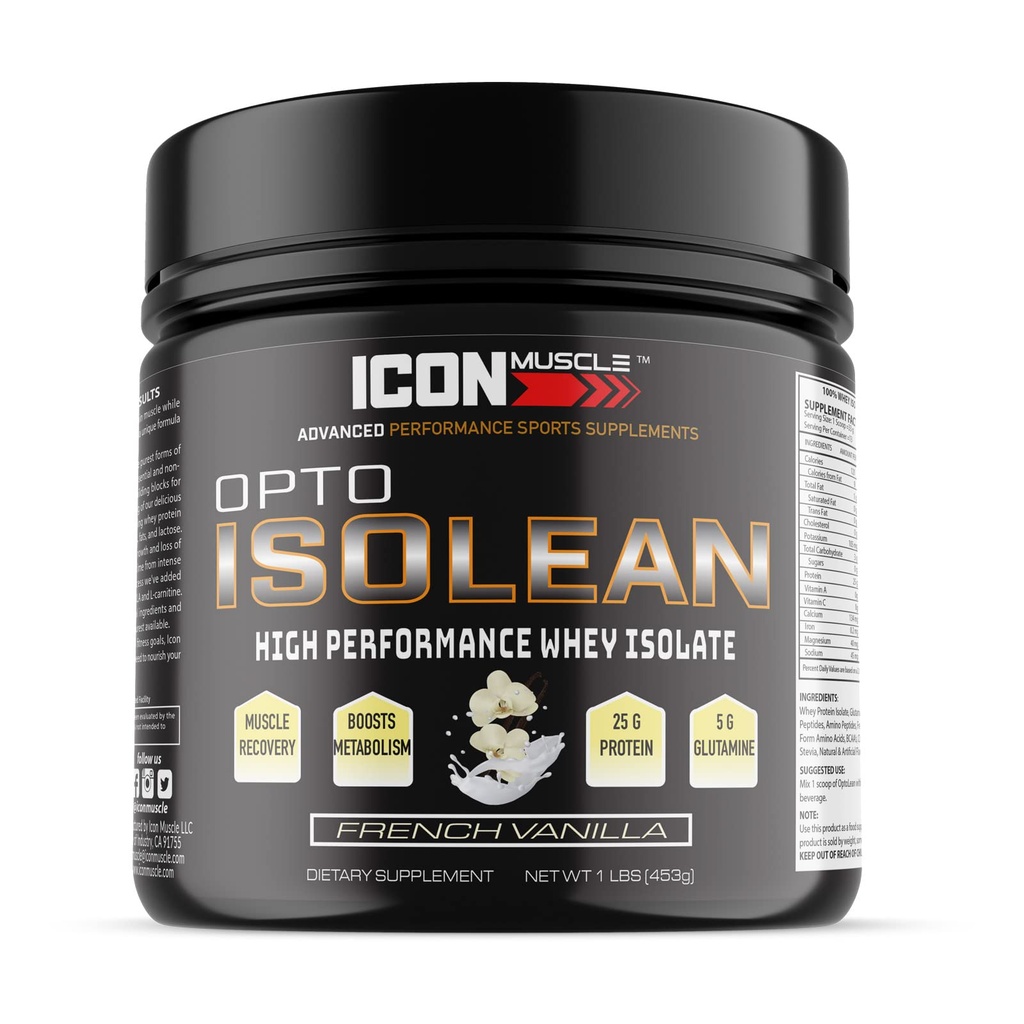 Isolean Whey Protein Isolate Powder, Vainilla, Chocolate, Fresa, Cookies &amp; Crema, Caramelo Saltado, mantequilla de maní de chocolate, 1 libra (Vanilla)