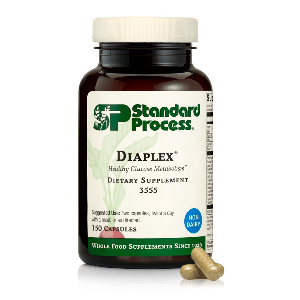 Diaplex de proceso estándar - Suplemento para el páncreas &amp; soporte de vesícula - Contiene cromo " Vitamina A Antioxidante - No-Dairy - 150 cápsulas (75 piezas)