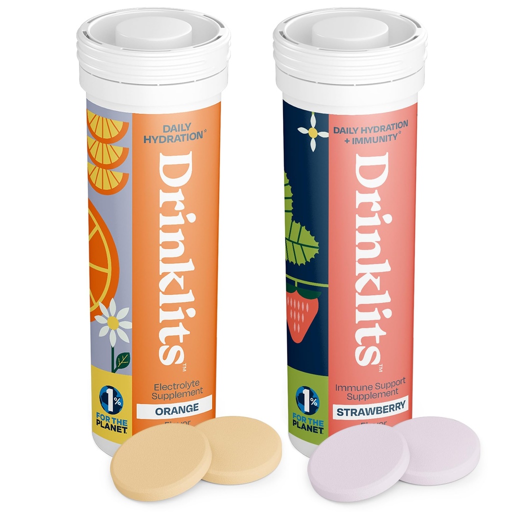 Tablas de hidratación diarias de naranja + tablas de inmunidad de frambuesa (2) Tube Pack ← Electrolitos esenciales – Gran sabor – Immune Support TEN 20 Servimientos (10 Tablets Por Tube)