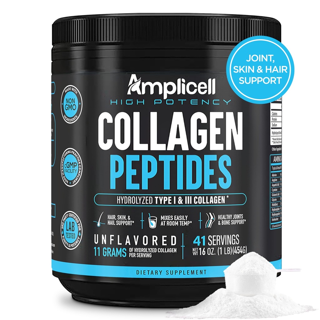 Multi Collagen Peptides Powder – Hydrolyzed Protein Supplement with Type 1 & 3 – Grass Fed, Unflavored, Keto & Paleo Friendly – Hair, Skin, Nails, Joints for Women &amp; Men – 41 Servings
