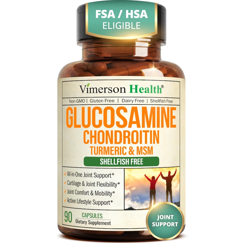 Glucosamina Chondroitin MSM – Suplemento de Apoyo Conjunto para Mujeres y Hombres con Sulfato de Glucosamina 1500 mg, Condroitina y MSM – para el cartílago, salud conjunta y flexibilidad – 90 cápsulas