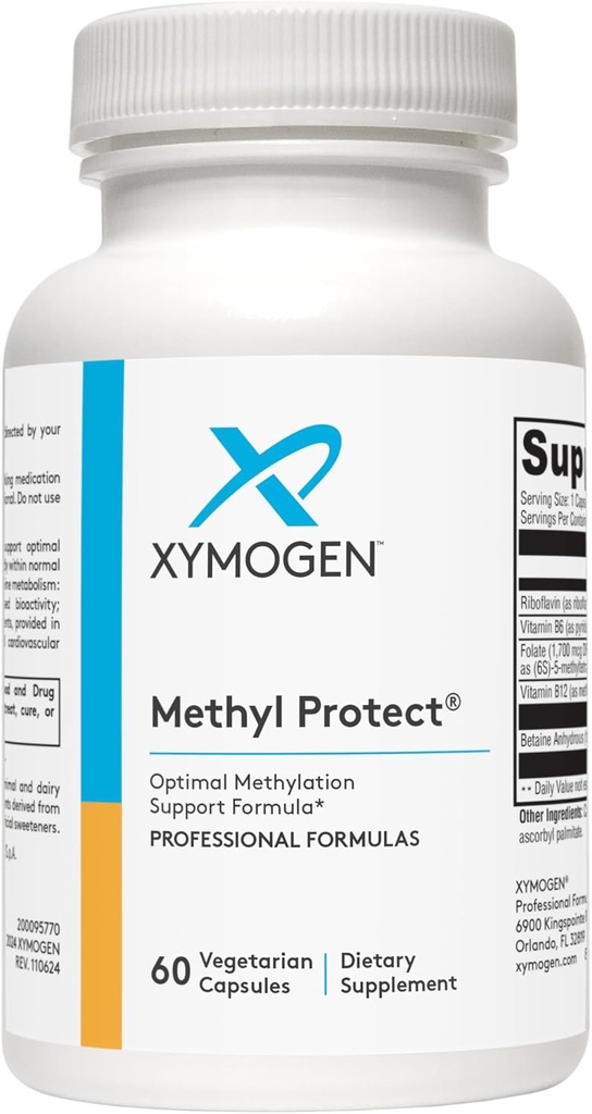 XYMOGEN Metil Protect - Optimal Methylation Formula with Methyl Folate, Vitamin B12 (Methylcobalamin b12), Riboflavin + B6 Vitaminas - Cognitive, Homocysteine + Heart Health Supplements (60 Capsules)