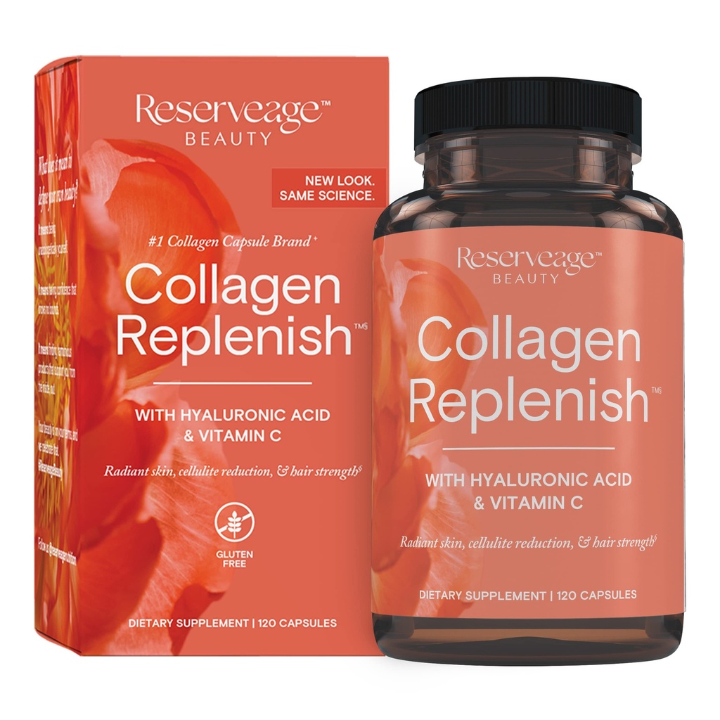 Reposición de Collagen Beauty Collagen - Colagen Booster &amp; Suplemento para la atención de la piel saludable " Crecimiento del cabello - Soportes Producción de Elastina Natural - 120 Capsules (30 Servimientos)