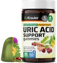 BIO KRAUTER Uric Acid Support Gummies - 60 Chews Vegan - Uric Acid Support w/Tart Cherry & Chanca Piedra 4:1 Extractos - Suplemento Natural del Riñón w / Esteto de Milk y Turmeric