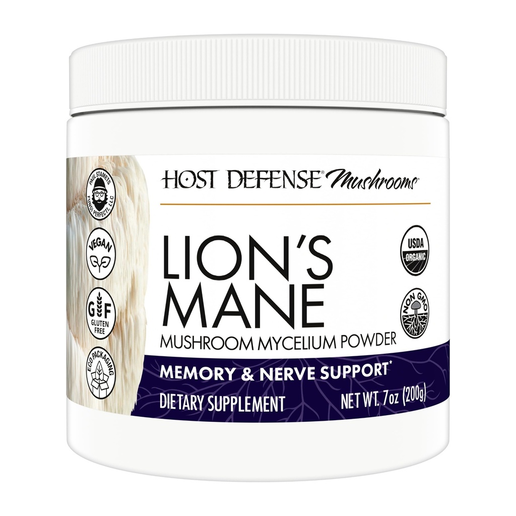 Anfitriona de Defensa León Polvo de Mane - Suplemento de Apoyo a la Salud del Cerebro - Suplemento de Mushroom para apoyar la función de memoria - Immune &amp; Nervous System Support Suplemento - 7 oz (133 Servimientos)*