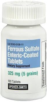 Sulfato ferroso 325mg Tablas decoradas Enteric 100 Cuenta