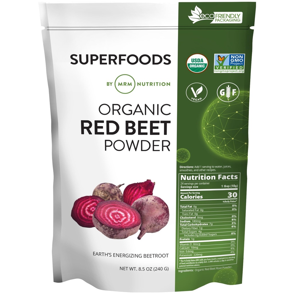 MRM Nutrición Orgánica de la remolacha roja Polvo de la retaguardia Superfoods Silencio Energética Silencio Cardiovascular Salud Silencio Nutrient Dense Silencio Gluten-Free + Vegan Silencio 24 Servimientos