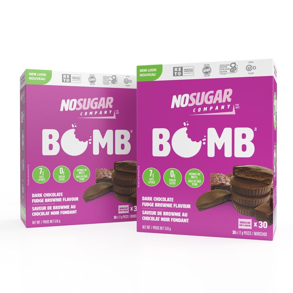 No Azúcar Keto Cups, Chocolate oscuro Fudge Brownie, 60 Copas - Tratamiento seguro diabético, Low Net Carb (1g), Sugar Free (0g) Keto Fat Bomb Snacks con 7g grasa saludable - Gluten Gratis, Todo Natural, No GMO