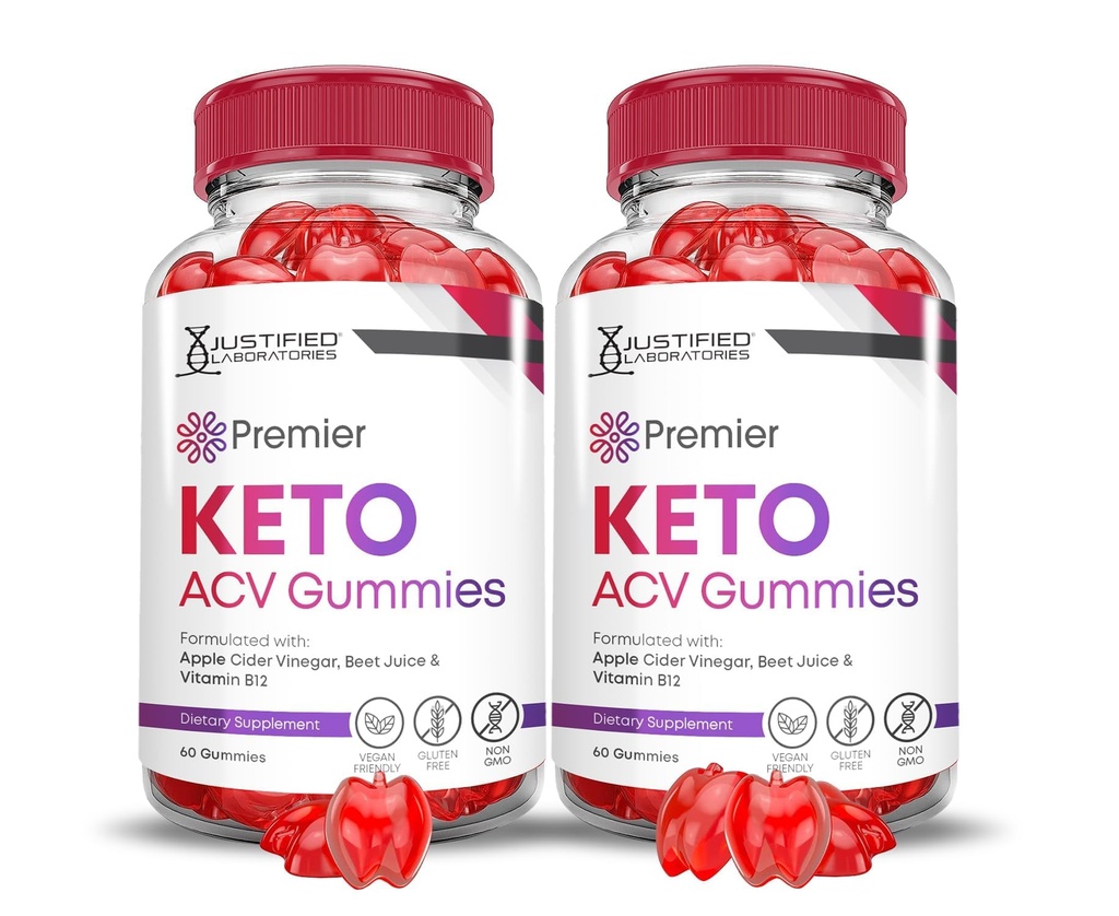 (2 Pack) Premier Keto ACV Gummies Premier Keto Gummies Advanced 1000MG Apple Sider Vinegar Formulado con Pomegranate Beet Juice Powder B12 Vegan Non GMO 120 Gummys