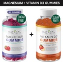 Gummies de Magnesio Libre de Azúcar (180 Gummies) " Gummies de Vitamina D Libre de Azúcar (60 Gummies) – Apoyo Inmunitario " Relajación Gancho de valor, libre de gelatina, libre de gluten, vegetariano, todo natural, libre de transgénicos, Kosher