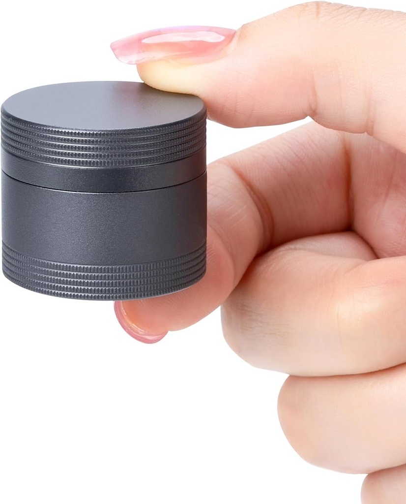 Caja pequeña de la pila de metal - Contenedor impermeable de la píldora única ronda de la aleación de aluminio almacenaje de la medicina Holder organizador multiherramienta EDC cada día para la vitamina, aceite de pescado gris