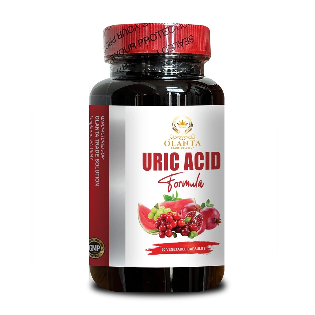 URIC Acid Support - Suplemento de soporte conjunto Incluye cereza de tarta, arándano, granada, turmérica, soporte Uric Acid Balance - 1 botella 60 cápsulas