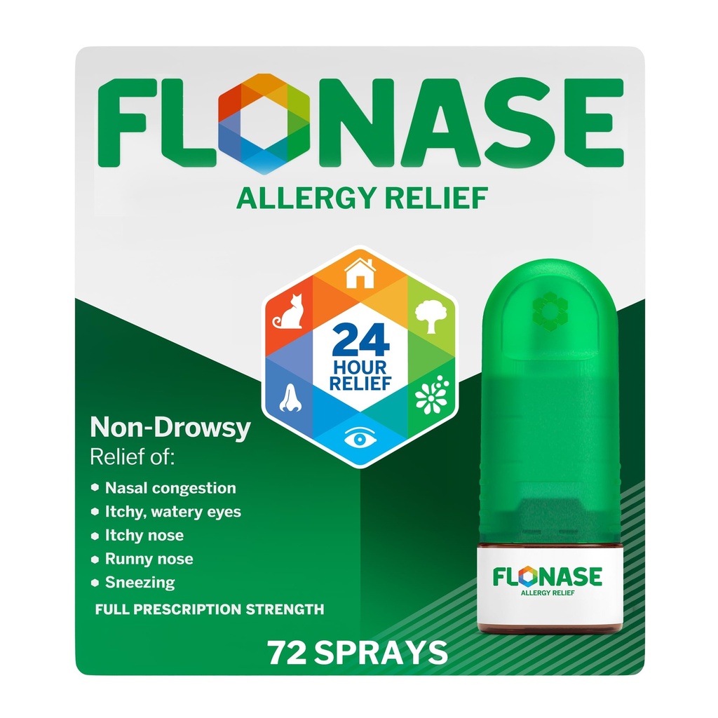 Flonase Alivio de la Alergia Nasal Spray, 24 horas Medicina de la Alergia No Drowsy, Metered Nasal Spray - 72 radios - Caída y Alivio de la Alergia Estacional