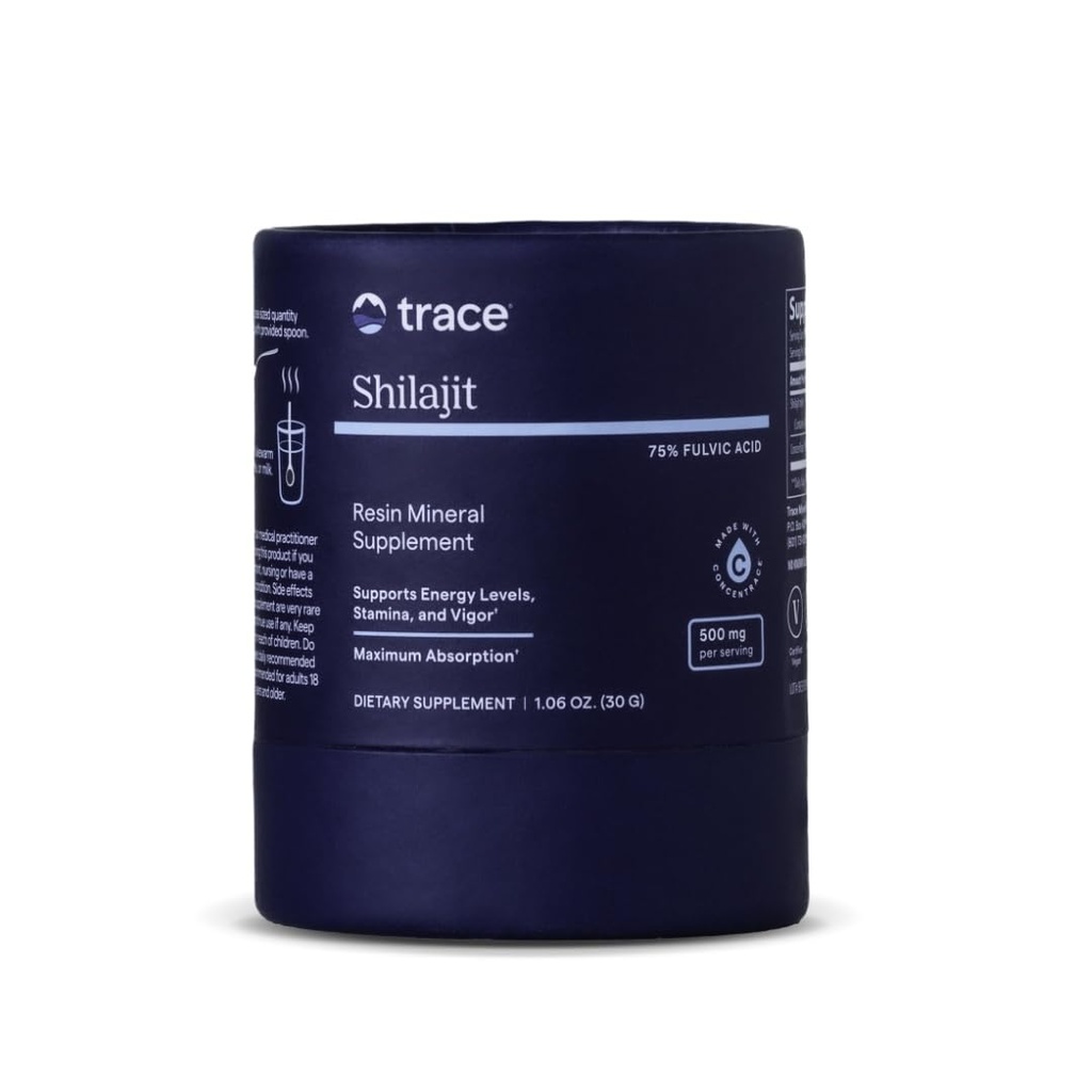 Trace Minerals Shilajit Resin 500mg - Suplemento dietético para la salud digestiva del cerebro - Suplemento mineral para la salud inmune y la energía diaria - Fórmula con ácido fúlvico - 30g (Aproximadamente 60 servidumbres)