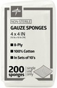 Medline 4 x 4 pulgadas Esponjas de Gauze, 100% algodón, 8-Ply Gauze no estéril (Pack de 200)