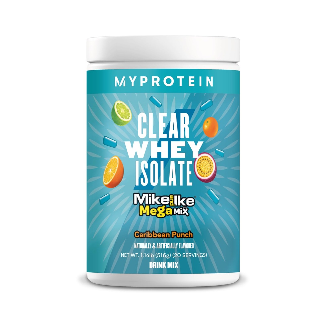 Myprotein Clear Whey Isolate Protein Powder, 1.1 Lb (20 Servings) Fruity Mike e IKE Caribbean Punch Drink Mix, 20g Protein per Serving, Daily Drink for Superior Performance