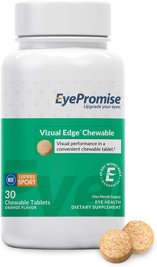 EyePromise Vizual Edge Chew Performance - NSF certificado para el deporte y la vitamina oficial del ojo de los deportes - 1 mes de suministro de la tabla de la cereza