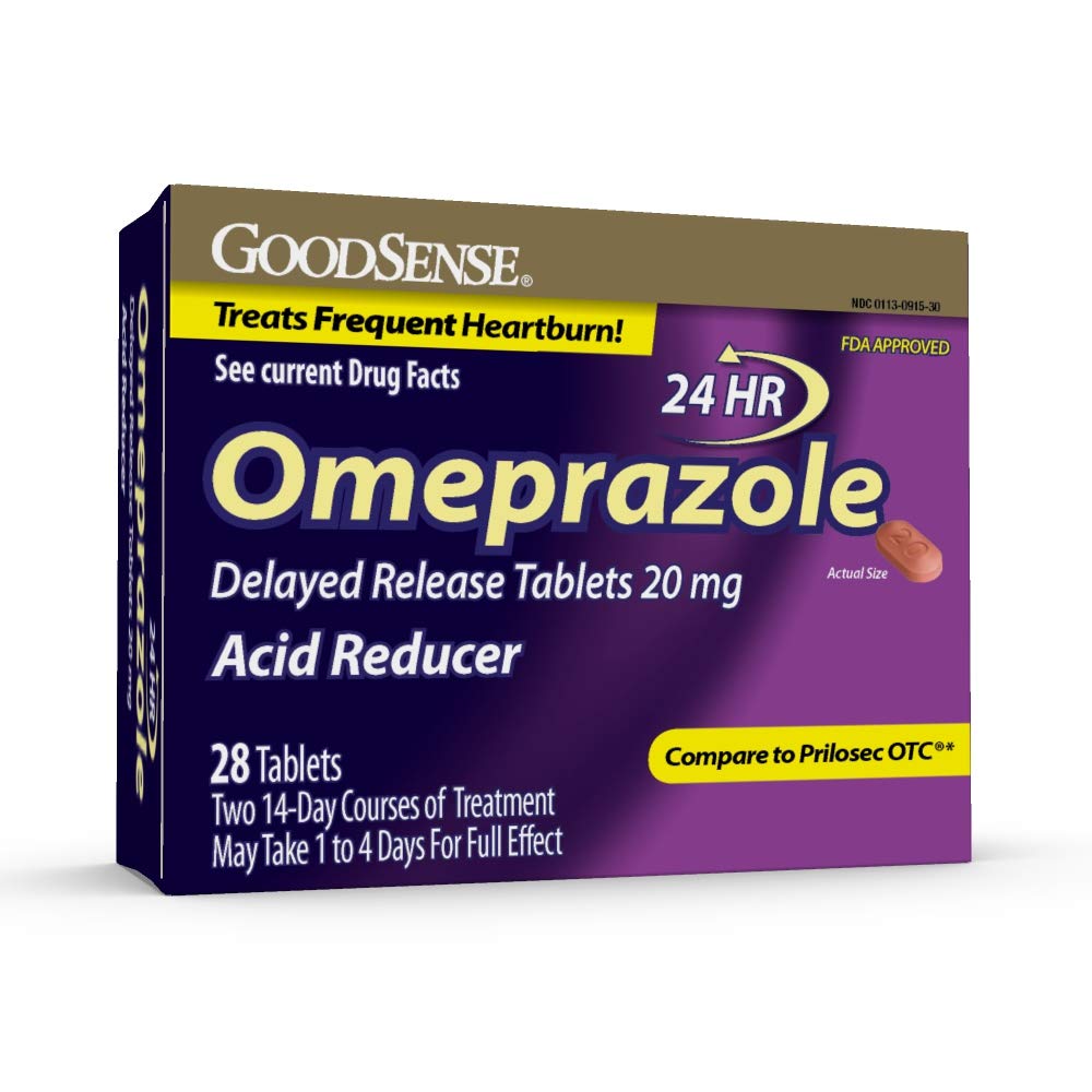 GoodSense Omeprazole Delayed Release Tablets 20 mg, Acid Reducer, Treats Frequent Heartburn, 28 Cuenta