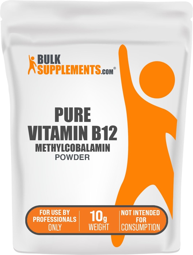 BulkSupplements.com Pure Vitamina B12 Metilcobalamin Powder - Vitamina B12 Suplementos, Producto puro - Múltiples Servimientos, 10g (0.35 oz) (Pack of 1)