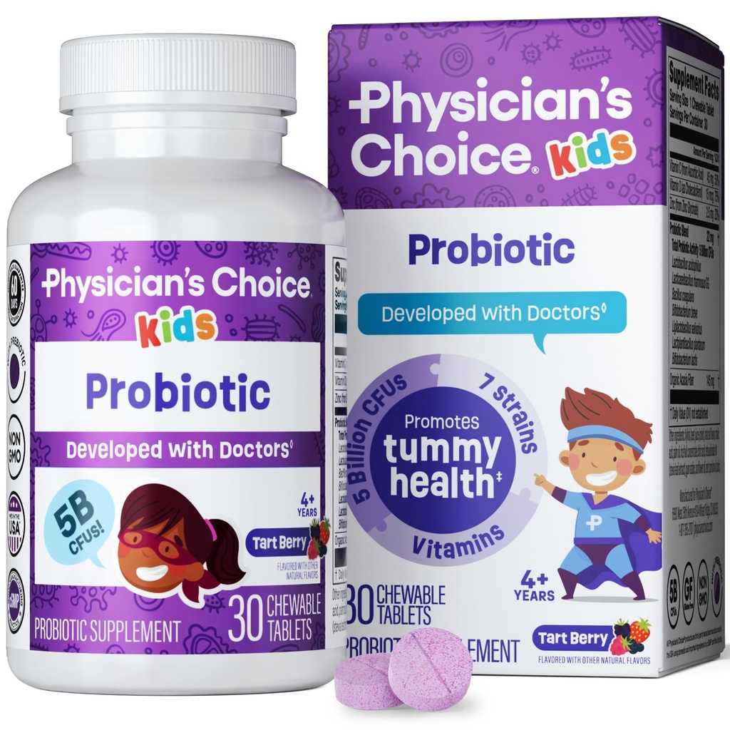 Probióticos para niños - 7 Strains Diversos, Prebióticos Orgánicos, Vitaminas &amp; Minerales - Clínicamente estudiado L. Rhamnosus GG - Immune &amp; Apoyo Digestivo - No Azúcar o Piñas Artificiales