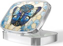 Pill Box for Purse Small Pill Case Decorative Pill Container Pill Holder to Hold Supplements, Vitamins, Fish Oil, BPA-Free(Blue Butterfly)