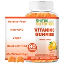 SHIFAA NUTRITION Vegan Vitamin C Gummies TEN 90 Gummies, 250mg 45 Serviciones ← No-GMO TEN Gluten-Free, Gelatin-Free TEN Immune Support Gummies &amp; Seasonal Support for Kids &amp; Adults Halal Vitamins