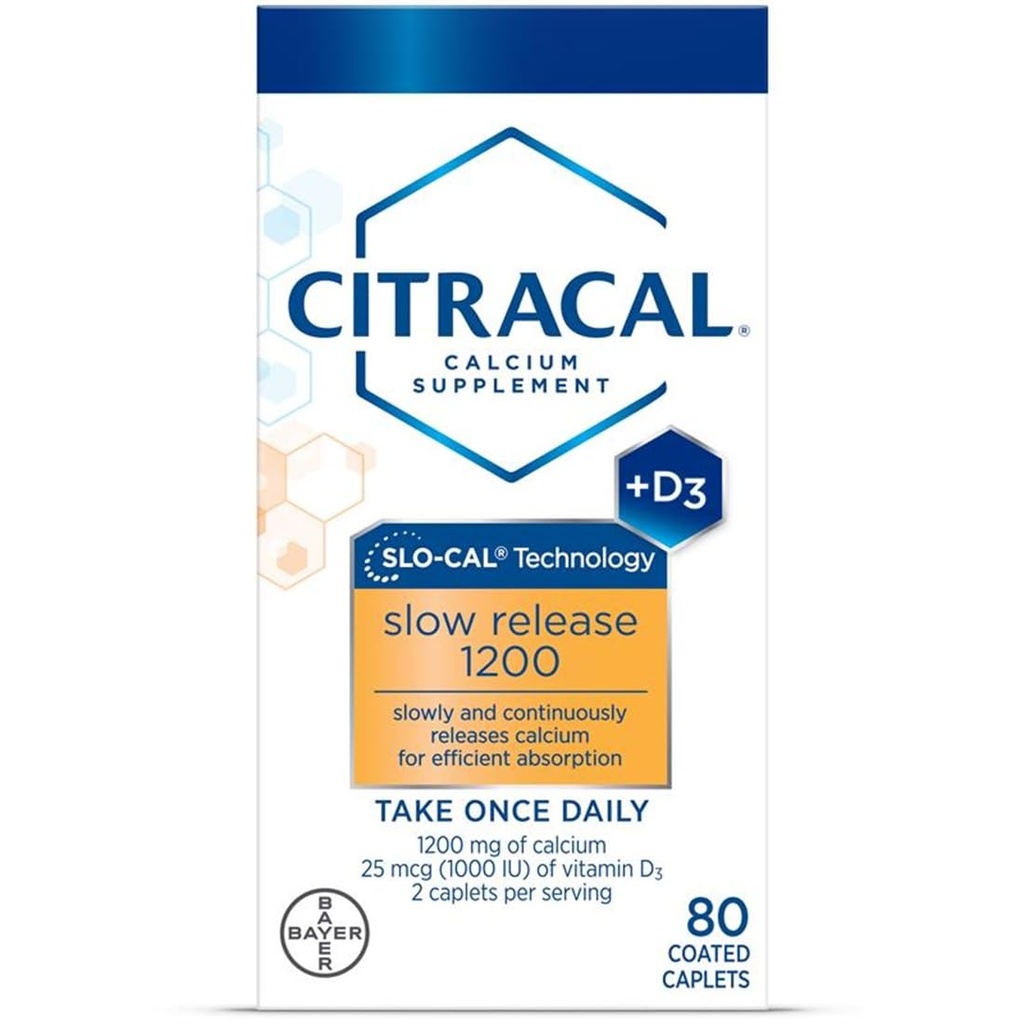 Citracal Calcio Plus D Slow Release 1200, 80 pestañas