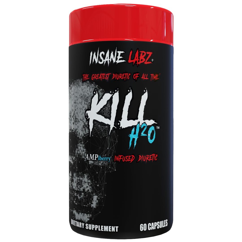 Insane Labz matar H2O, AMPiberry Diuretic infused, reducir la retención de agua y el alivio de rubor con Dandelion Root y Green Tea Extract, 20 serviendo