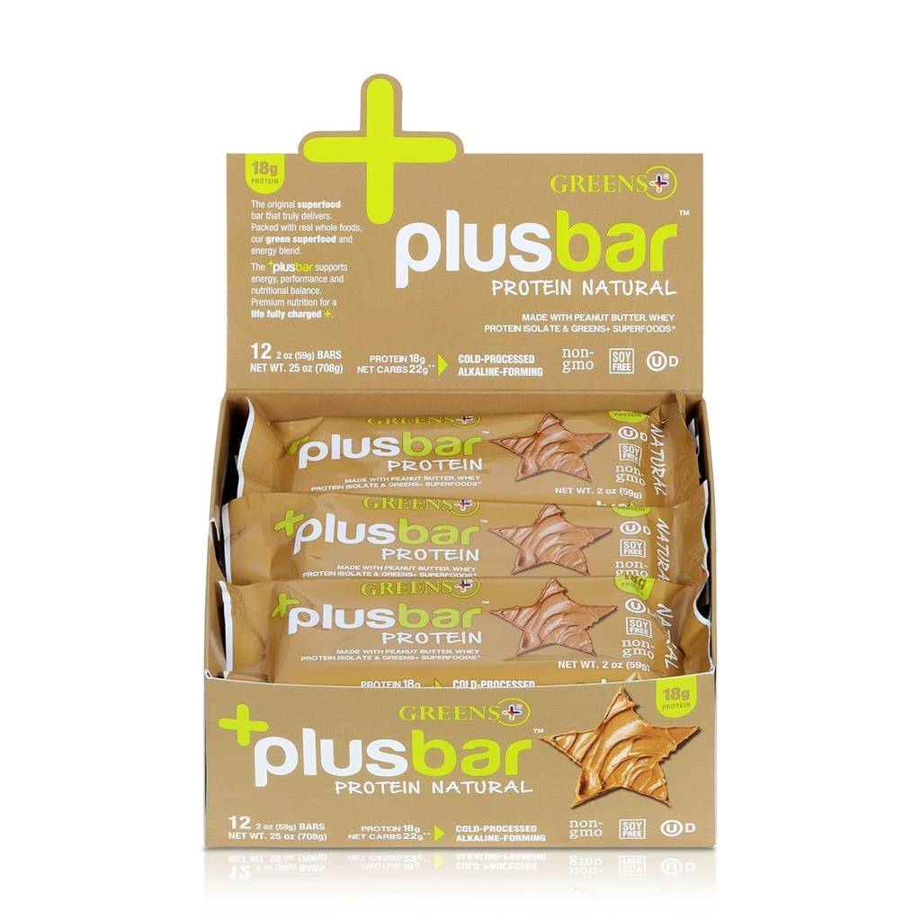 Greens+ Plusbar Protein Natural TEN Gluten Free Whey Protein Bar Silenciosos Verdes Orgánicas Silencio No GMO Silencio 12 Bares