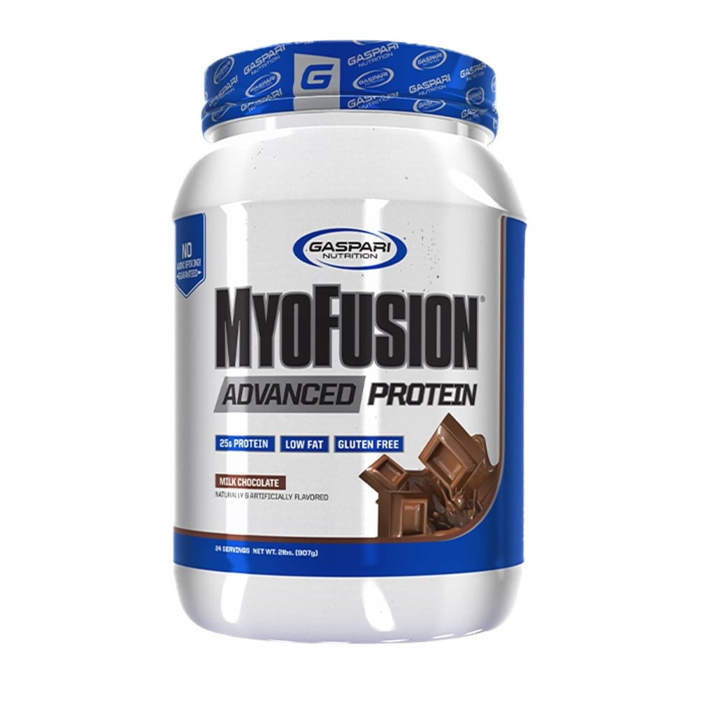 Gaspari Nutrition Myofusion Advanced Protein, Protein Blend with Whey Protein, Casein Protein and Isolate Protein, Low Fat and Gluten Free (2 libras, Chocolate)