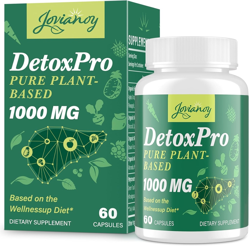 1000 MG Gentle Detox Cleanse, High-Potent, Gut Cleanse & Detox Capsules for Women &amp; Men, Natural Detoxification, Colon, Liver, Antioxidant & Digestive Support, 60 cápsulas