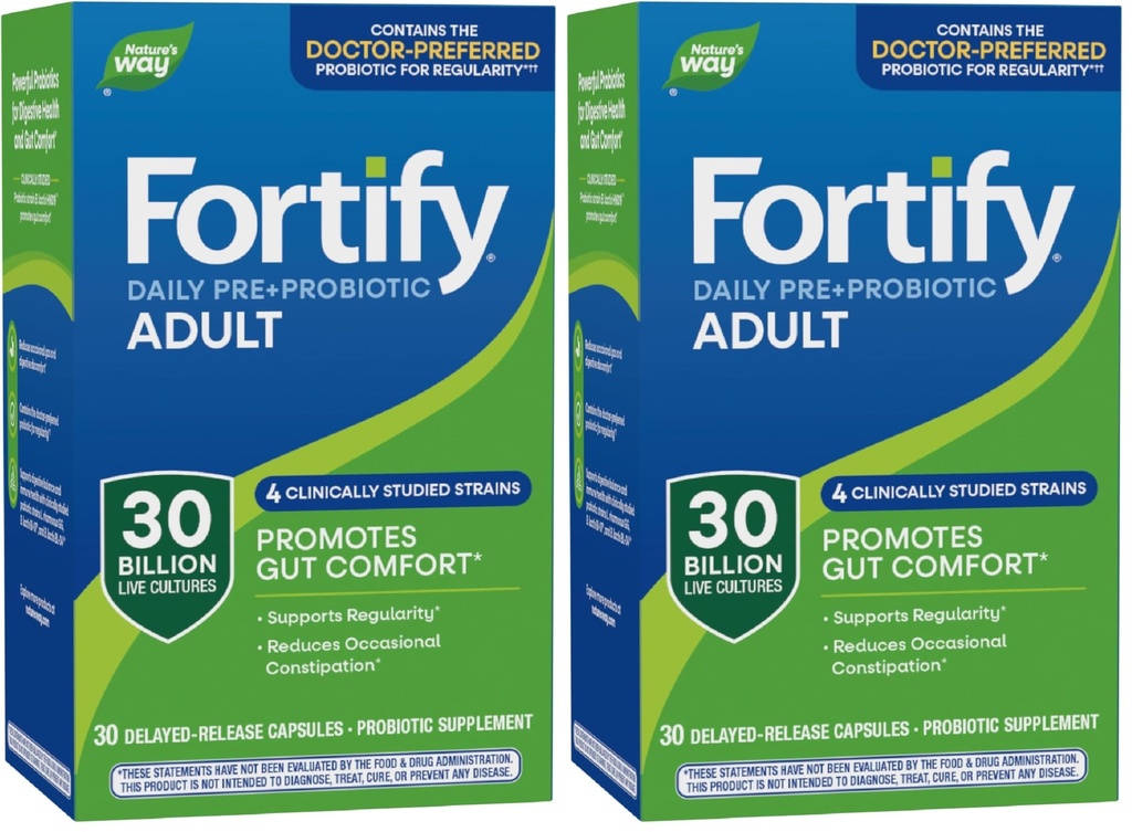 Camino de la Naturaleza Fortalecer Daily Pre+Probiótico Adulto 30 Billones, Probióticos para Apoyo a la Salud Inmune y Digestiva*, 30 Billones de Culturas en Vivo, 30 Capsules (Pack of 2)