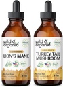 Wild & Organic Lion's Mane Tincture 4 fl oz & Turkey Tail Tincture 4 fl oz
