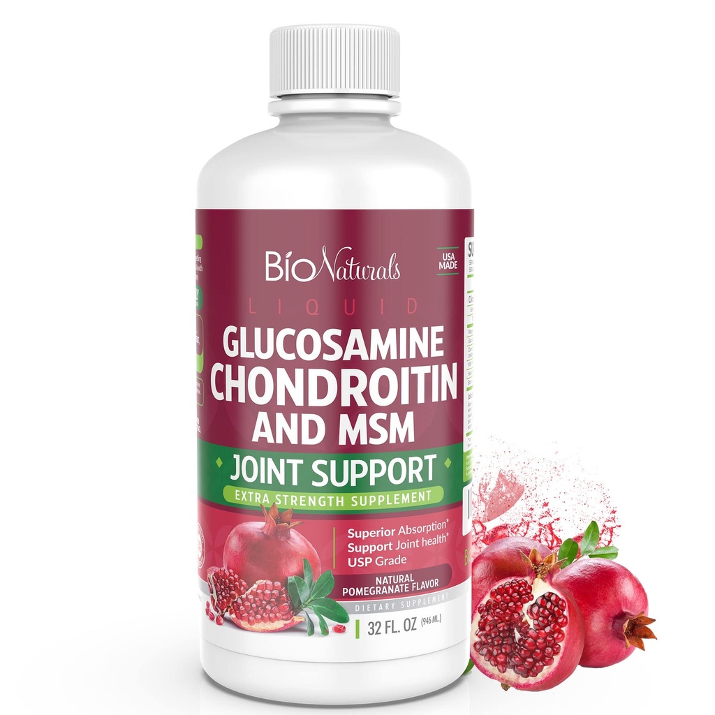 Bio Naturales Glucosamina líquida Condroitina MSM Suplemento de Grado Farmacéutico con Ácido Hialurónico – Maximum Strength Joint Support - 32 fl oz