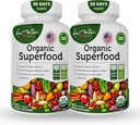 Ecológico Superfood Greens Fruits and Veggies Complex - Suplemento dietético con 14 Verdes &14 Verduras con Alfalfa Rich en Antioxidantes Ingredientes orgánicos No GMO (120 Cuenta Pack de 2)