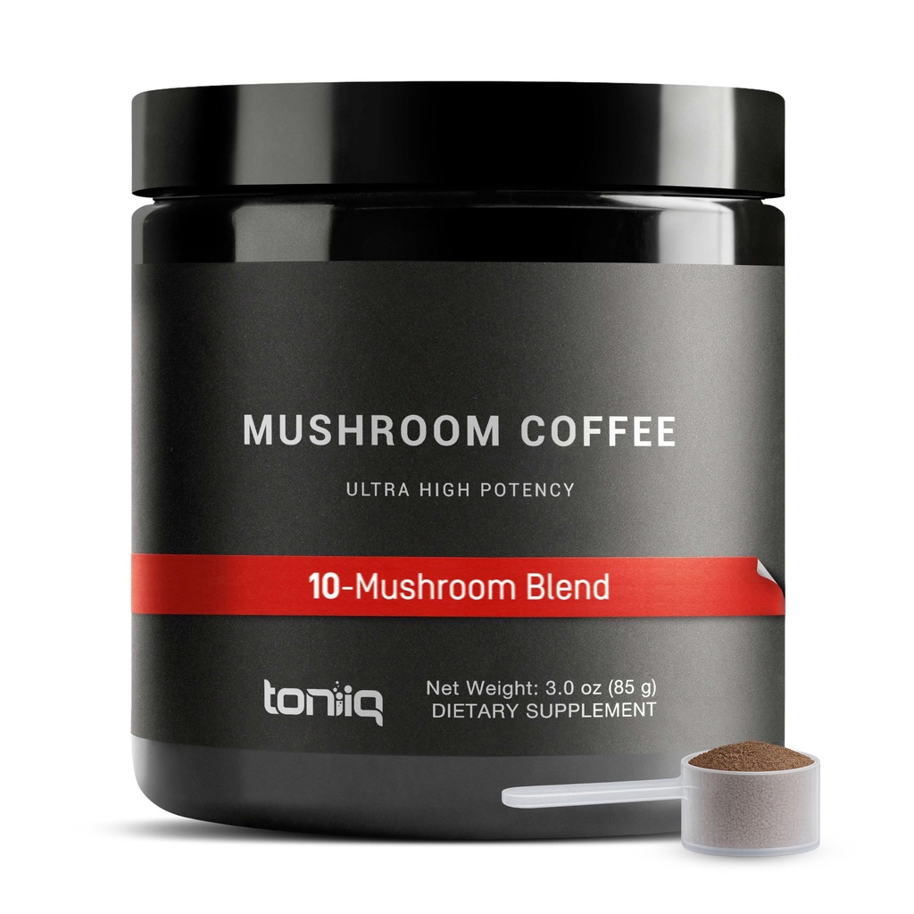 Café de hongos - Extracto Concentrado Ultra High Potency 10:1 - Granos de origen colombiano con 10 vasos de seta, Mane & Cordyceps de león - Alternativa de café rico y funcional - Laboratorio de terceros probado