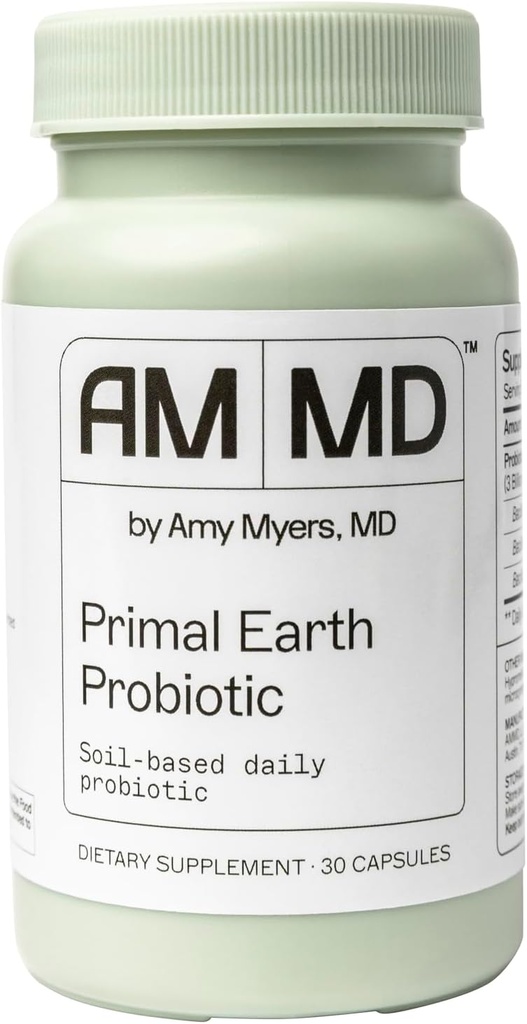 Amy Myers MD Primal Earth Probiotic - Suplemento de Apoyo Digestivo e Inmunitario - Probiótico Basado en el suelo - Libre de gluten " No-Dairy - Paleo-Friendly Adult Health Supplement - 30 Capsules