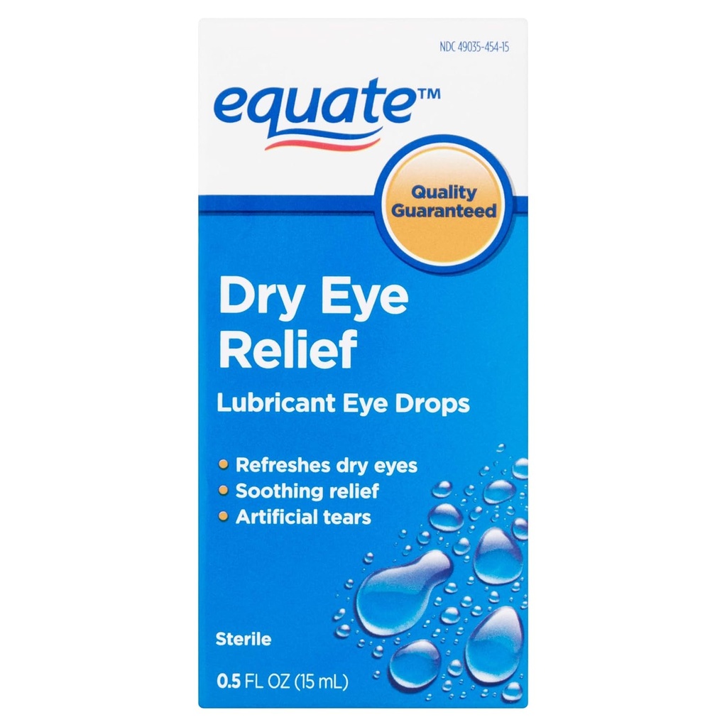 Equate: Lágrimas artificiales estériles Lágrimas de ojos lubricantes, .5 fl oz