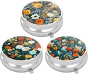 3 Caja de Píldora de Empaquetado, Funda de Píldora Pequeña para Propósito & Bolsillo, Organizador de Medicina Cuda, Contenedor de Contenedor de Medicina Portátil para Tener Vitaminas, Medicación, Aceite de Pesca & Suplemento, Hermosa Flor
