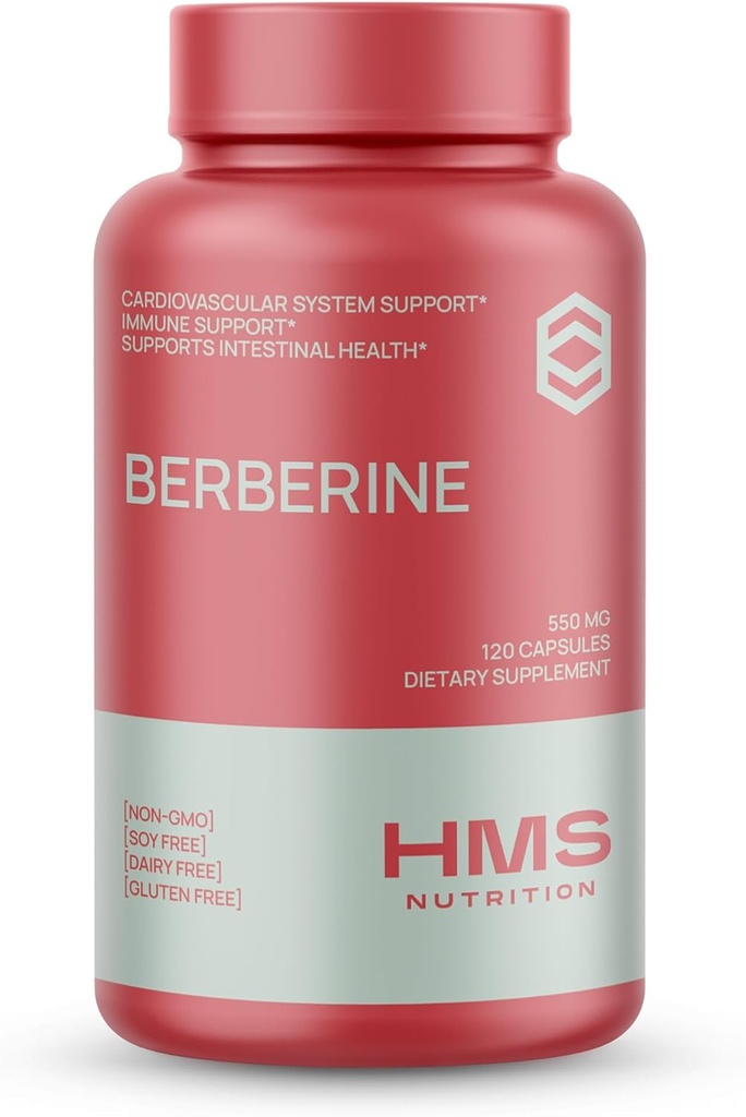 Berberine HCL 550mg, Suplemento de Berberina de base vegetal de Berberis Aristata Root, Vegan &amp; Gluten Free, 120 cápsulas