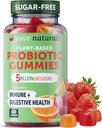 Yuve Natural Sugar Free Probiotic Gummies 5 Billion CFU, Ayuda con estreñimiento, Bloating " Leaky Gut - Vegan, Gluten-Free " Non-GMO - 60ct
