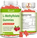 L-Methylfolate 15 mg Gummies with Methyl B12, Folate Supplement for Mood, Brain Health, Immune Support, Raspberry Flavor, 120 Conde