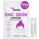 iFEiER Zinc Oxide Powder ← 500g(1.1 lb) 100% Pura No Nano Uncoted Zinc Oxide Powder para la Protección de la Esquí ← Cosmetics Grade Ideal para DIY Sunscreen, Lotion, Deodorant y Skincare