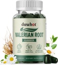 Valerian Root Gummy, Orgánica Valerian Root for Sleep & Stress Relief, Mejorada con flores de manzanilla para adultos, Niños bienvenidos, Apple Flavor, 60 Condes