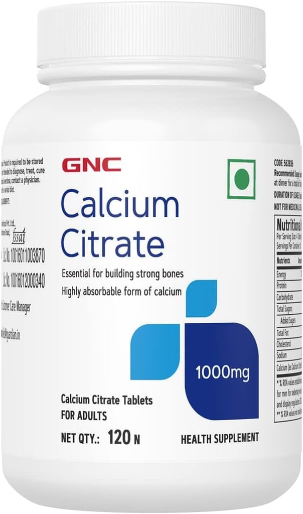 Generic Most Absorbable Calcium | Improves Bone Strength & Density | Combats Age-Related & Postmenopausal Bone Loss | Boosts Muscle Strength 120 Veg Tablets