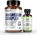 Complejo de Magnesio con 5 mejores formas " Vitamina Líquida D3 5000 UI Bundle - 4 meses de suministro de 500 mg Magnesium Glycinate, Oxide, Taurate, Chelate, Magnesium Citrate - Sleep & Immune Support