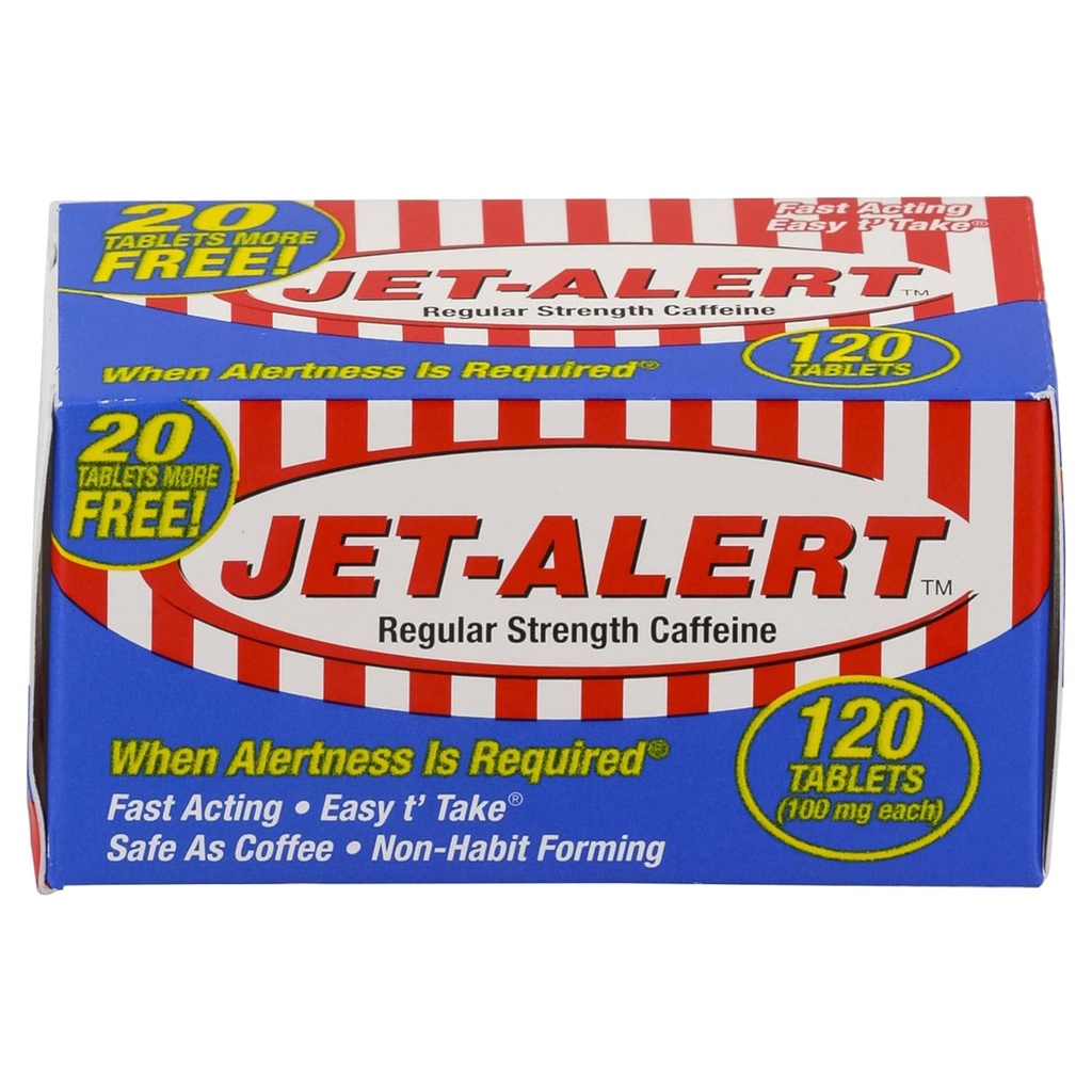 Jet-Alert Regular Strength Caffeine 100 mg Tablets, Tamaño del valor, 120 Conde (Pack of 3)