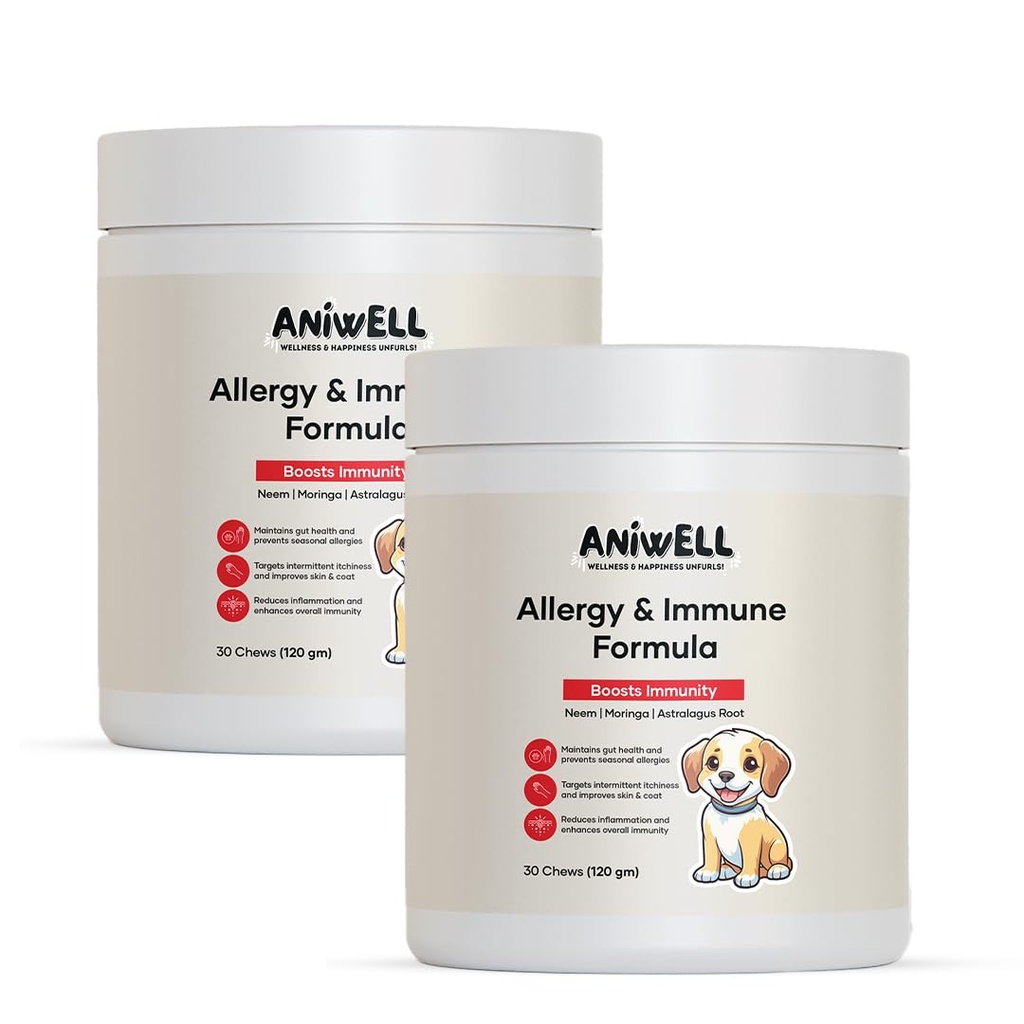 Alergia &amp; Mandíbula Mandíbula para perros – Powered by Astragalus Root & Flaxseed C3 – Promueve el alivio de la alergia estacional, Gut & Digestive Health – Soft Chews