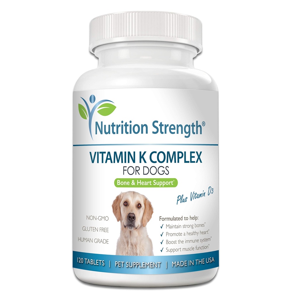Vitamin K for Dogs - K1 & K2 (MK4 + MK7) + Vitamin D3 for Bone Health, Heart Support & Calcium Absorption - Advanced Formula for Strong Joints, Muscle & Immune Support - 120 Tablets